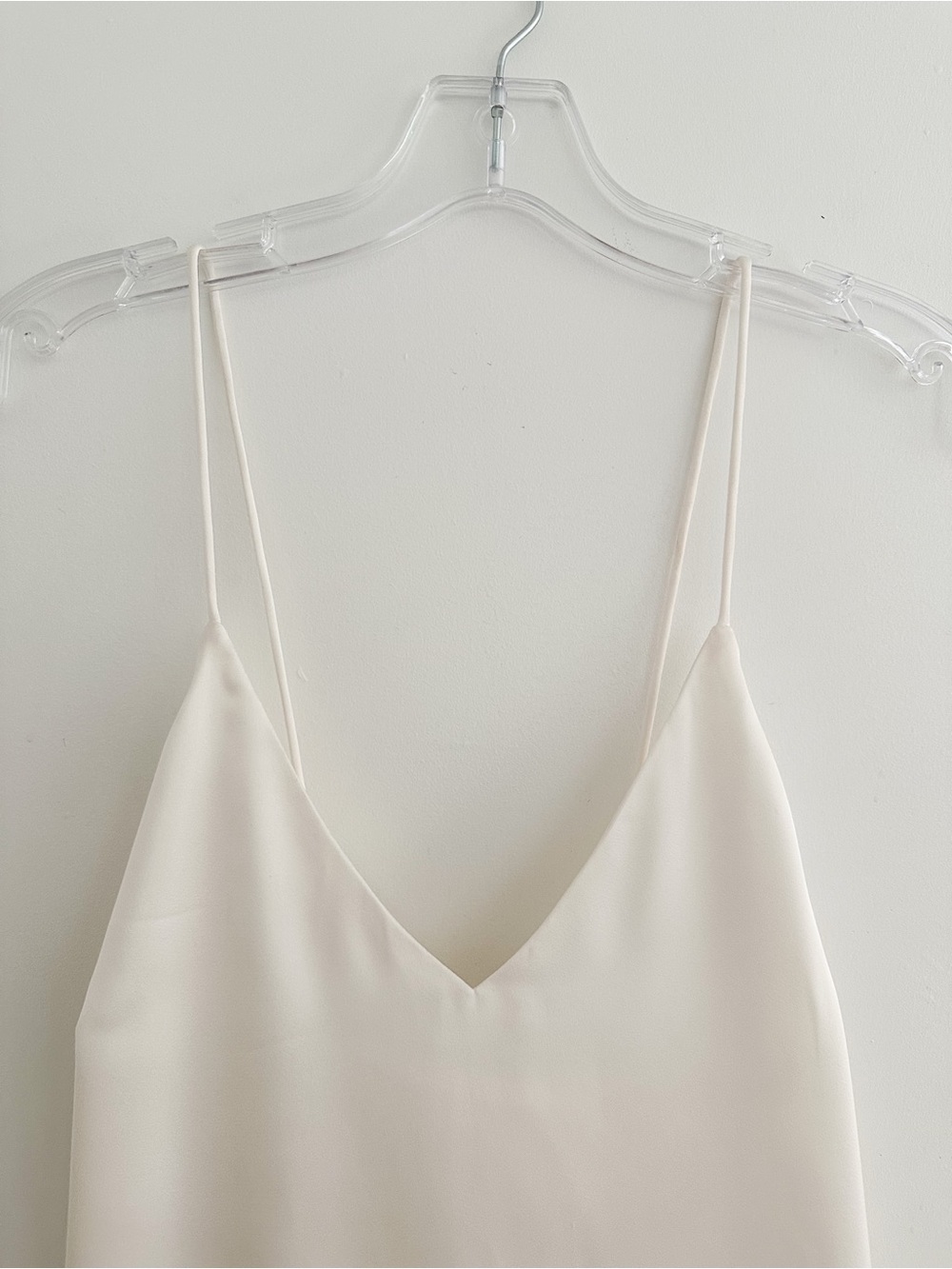 H&M Ivory Matte Satin Cami Crisscross Back Tank Top Size Medium Lined Camisole - Picture 3 of 6